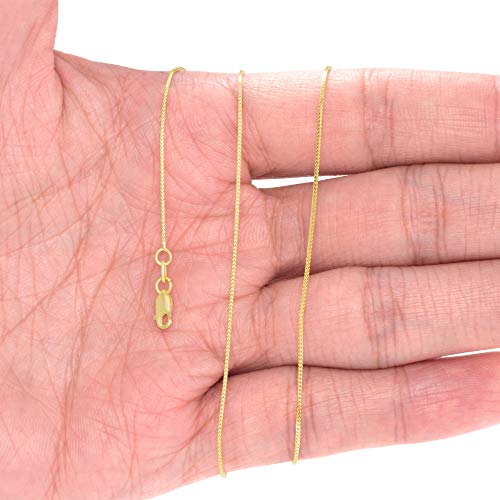 Nuragold 14K Real Yellow Gold Franco 0.6mm Dainty Solid Chain Necklace - 24"