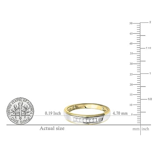 Dazzlingrock Collection 0.12 Carat (ctw) Round White Diamond Seven Stone Men's Wedding Band in 18K Yellow Gold Plated Sterling Silver Size 10