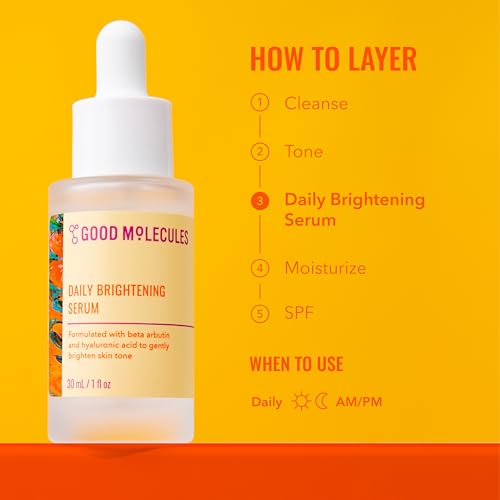 Good Molecules Daily Brightening Serum with Beta Arbutin, 1 fl oz