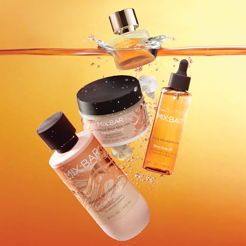 MIX:BAR Vanilla Bourbon Glowy Body Oil for Women, Soothe, Soften & Smooth Dry Skin, with Jojoba & Avocado Oil, Paraben Free, Vegan, 4oz