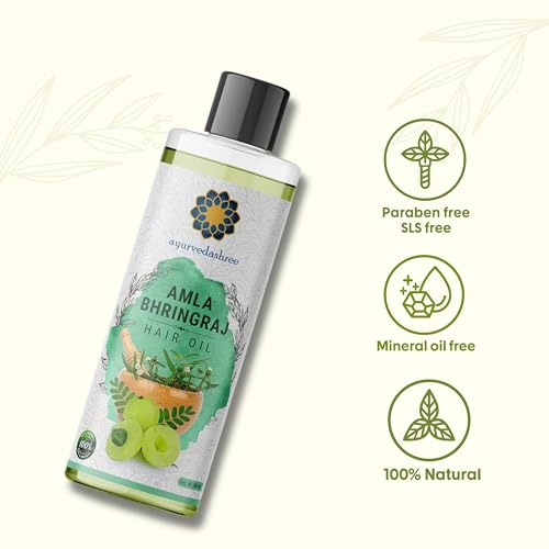 AYURVEDASHREE Hair Oil, 200 ml with Amla , Bhringraj , Brahmi , Methi , Shikakai , Neem , Henna , Pine , Clove , Eucalyptus & Citronella Oil