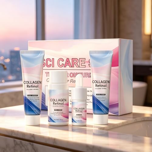 Facial Skin Care Sets & kits Travel Mini Skincare Set, Collagen & Retinol Facial Skin Care Set with Anti-Aging Serum, Face Wash, Toner & Moisturizer Cream, Travel Size Essentials Kit Gifts for Women