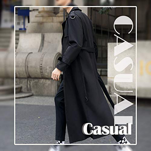 Pantete Men's Double Breasted Trench Coat Oversized Casual Windbreaker Lapel Long Jacket Overcoat