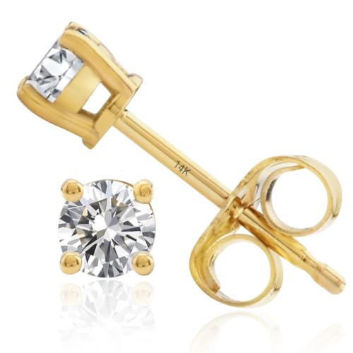 14K Yellow Gold 1/4 Carat Lab Grown Diamond Stud Earrings for Women