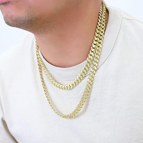 Nuragold 10k Real Yellow Gold Royal Monaco 9mm Miami Cuban Chain Necklace - 20"