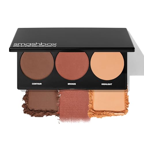 Smashbox Step-By-Step Contour Palette | Sculpt + Glow All-In-One Contour Kit with Blendable + Buildable Formulas, Medium/Deep, 0.3 Ounce