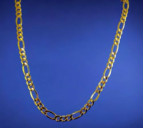 14K Yellow Gold Figaro Necklace Bracelet Chain Italian Men Women Jewelry 5.4g | 3.5mm | 28 Inches | MADE IN ITALY