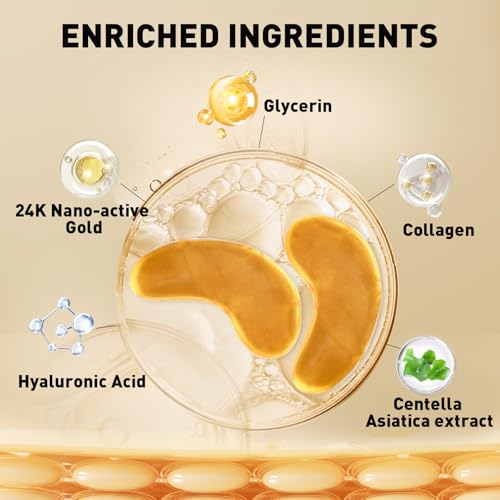 CHMI 24K Gold Under Eye Patches 50 Pairs Collagen, Dark Circles, Wrinkles