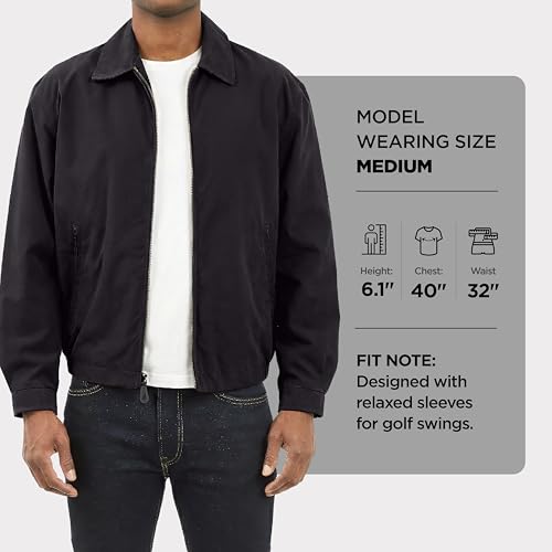 LONDON FOG Men's Auburn Zip-Front Golf Jacket (Regular & Big-Tall Sizes), Black, Medium