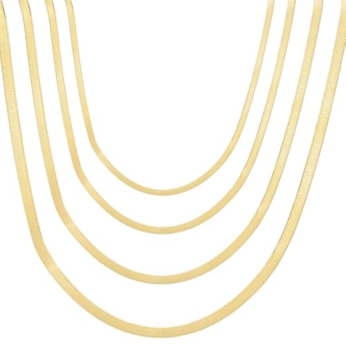 Floreo 14k Yellow Gold 4.5mm Flexible Shiny Herringbone Necklace 20 Inch