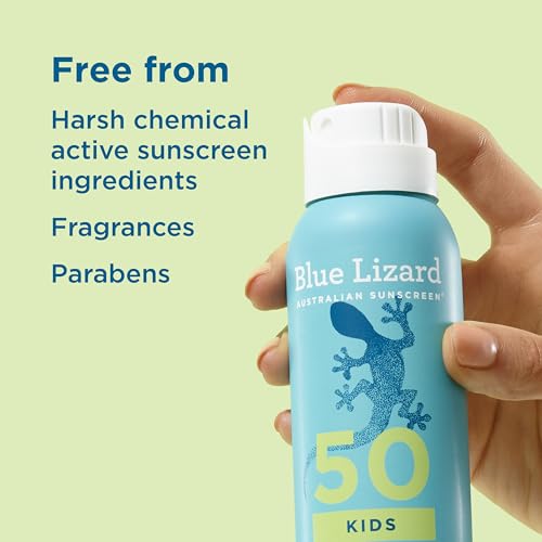Blue Lizard Kids Mineral Sunscreen Spray SPF 50+, Brand, Broad-Spectrum UVA/UVB Protection, Water-Resistant, Zinc Oxide Formula, 5 fl oz