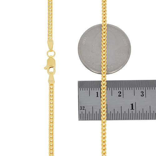 Nuragold 10K Real Yellow Gold 2.5mm Franco Square Box Wheat Chain Necklace - 22"