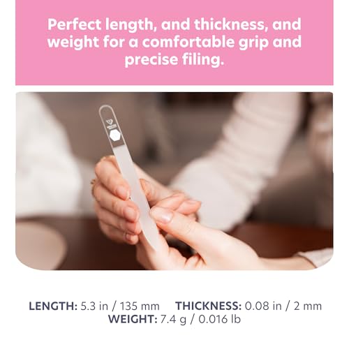 Bona Fide Beauty Czech Glass Nail File (Clear Color) with Silver Hardcase