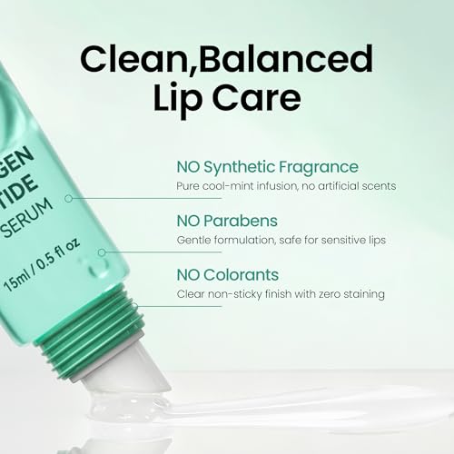 PDRN Lip Serum 0.5 fl.oz, Collagen Peptide Gloss Lip Balm for Hydrates
