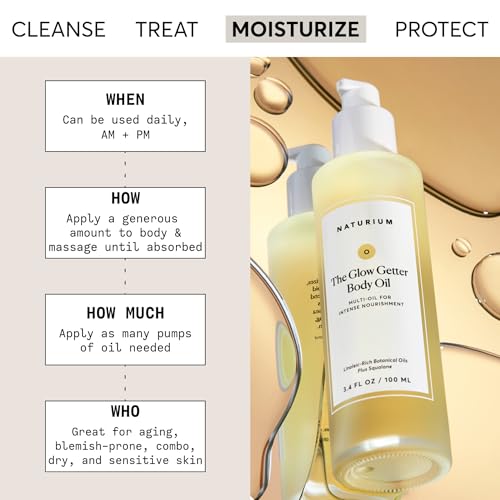 Naturium The Glow Getter Body Oil, Botanical Blend with Squalane, 3.4 oz