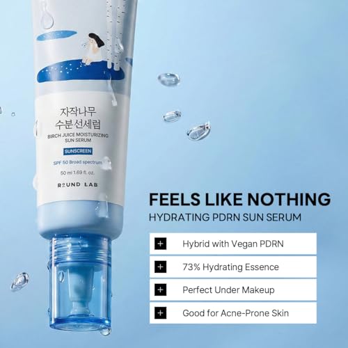 ROUND LAB Birch Juice Moisturizing Sun Serum SPF 50, 1.69 Fl Oz