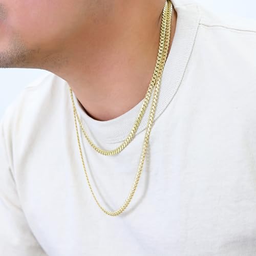 Nuragold 10k Real Yellow Gold Royal Monaco 5mm Miami Cuban Chain Necklace - 24"