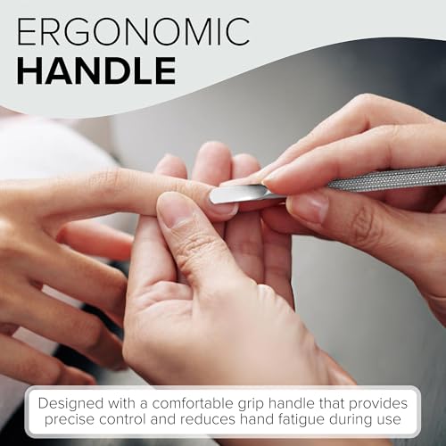 Stainless Steel Nail Cuticle Pusher with Spoon Nail Cleaner - Professional Dual Sided Fingernail Cleaner for Under Nails - Saloon Quality Dual Ended Manicure & Pedicure Tool for Cuticle Care & Nails