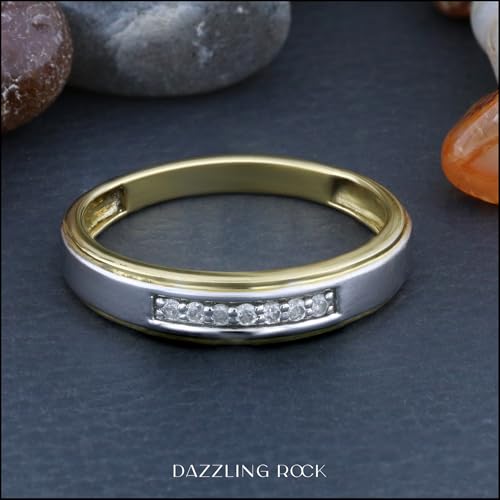 Dazzlingrock Collection 0.12 Carat (ctw) Round White Diamond Seven Stone Men's Wedding Band in 18K Yellow Gold Plated Sterling Silver Size 10