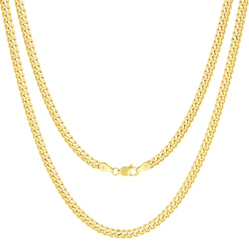 Nuragold 14k Real Yellow Gold Miami Cuban Link 4mm Solid Chain Necklace - 28"