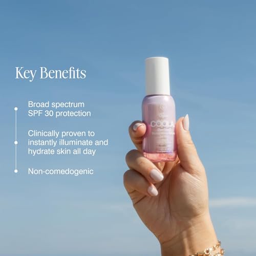 COOLA Dew Good SPF 30 Face Serum, Illuminating Glow Sunscreen, 1.15 oz