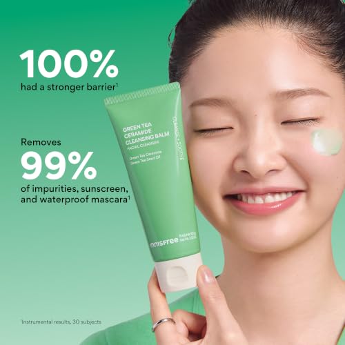 innisfree Green Tea Ceramide Cleansing Balm for Korean Double Cleanse | Melts Away Waterproof Makeup, Sunscreen, and Daily Impurities | Hydrates and Strengthens Moisture Barrier | Mess Free Tube