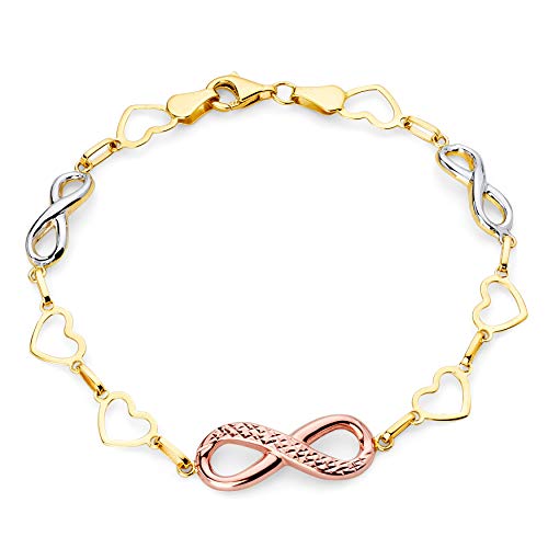 14k REAL Tri Color Gold Fancy Bracelet - 7.25"