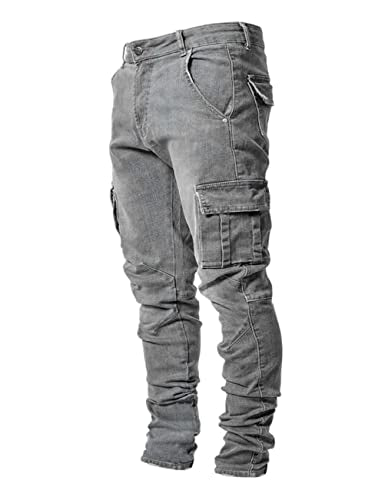 HUNGSON Men's Slim Fit Jeans 7 Pockets Stretch Skinny Denim Pencil Pants Nova Fashion