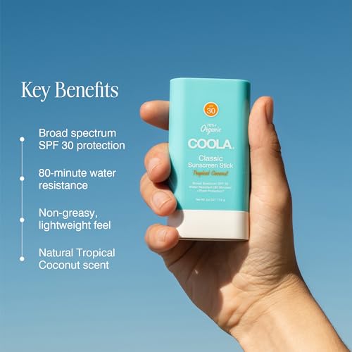 COOLA Face Sunscreen Stick SPF 30, Tropical Coconut Scented, 0.15 oz