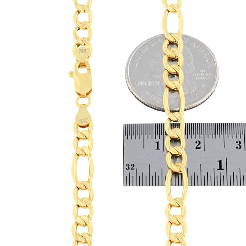 Nuragold 10k Real Yellow Gold Figaro Link 5.5mm Chain Necklace (16"-30") - 22"