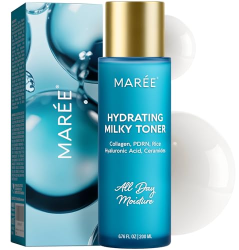 MAREE Hydrating Milky Toner for Face with Rice Ferment, Niacinamide & Collagen – Korean Milk Skin Toner Essence with PDRN, Hyaluronic Acid & Ceramides for Skin Barrier Repair, Daily AM & PM Skincare