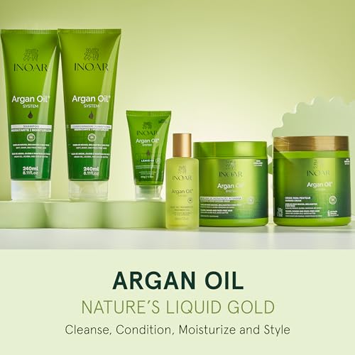 Inoar Argan Oil Hydrating Treatment Oil with Smoothing & Thermal Protection for Hair, Vegan & Cruelty-Free, 2 Fl Oz