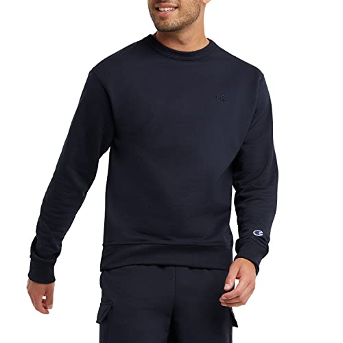 Champion Mens Sweatshirt, Powerblend, Fleece Crewneck (Reg. Big & Tall) Sports-fan-sweatshirts, Navy C Logo, Large US