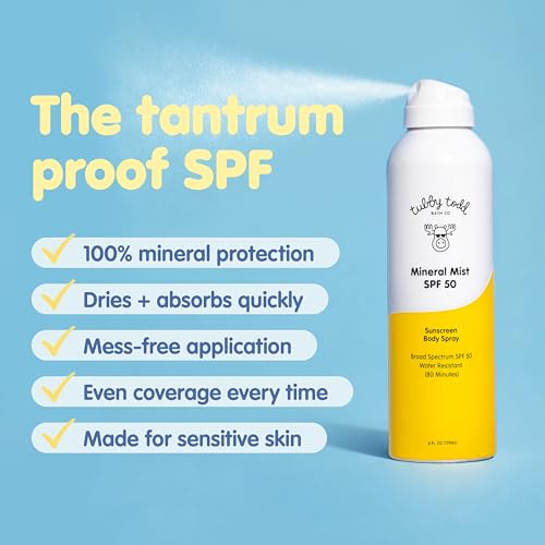 Tubby Todd Mineral Mist SPF 50 Sunscreen, Non-Aerosol Body Spray
