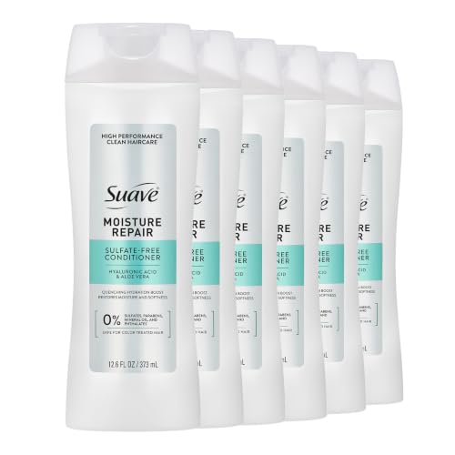 Suave Moisture Repair Conditioner, Hyaluronic & Aloe, 12.6 fl oz, 6-Pack