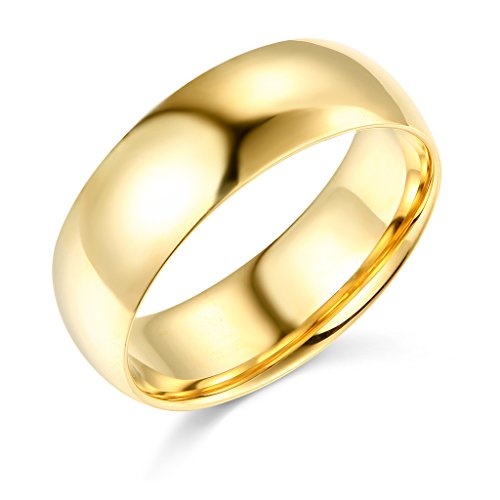 14k Yellow Gold 7mm Comfort FIT Plain Wedding Band - Size 9