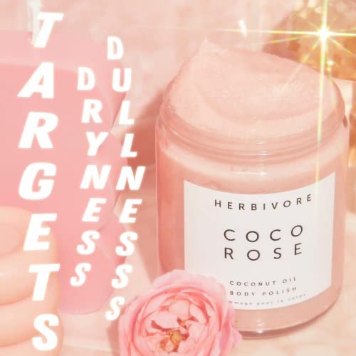 HERBIVORE Coco Rose Exfoliating Body Scrub – Cleansing Detox with Pink Clay, Moisturizing Coconut Oil & Shea Butter, Plant-based, Vegan, Cruelty-Free, 8 oz