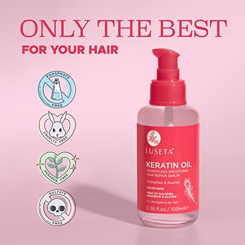 Luseta Keratin Hair Oil Serum for Dry Damaged Color Treated Hair 3.38 oz