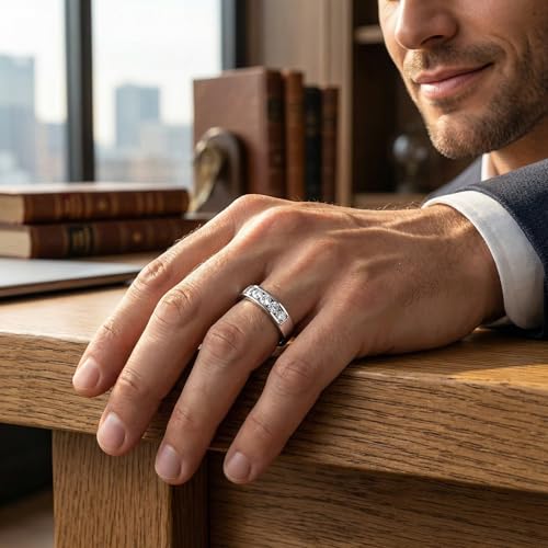 P3 POMPEII3 Pompeii Men's 1/4Ct Channel Set Diamond Wedding Ring 14k Gold Lab Grown - Size 9.5 (E/F,VS1-VS2)