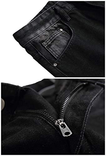 LZLER Men Black Jeans Destroyed Regular fit Mens Designer Jeans Young Fashion Revival Size 34