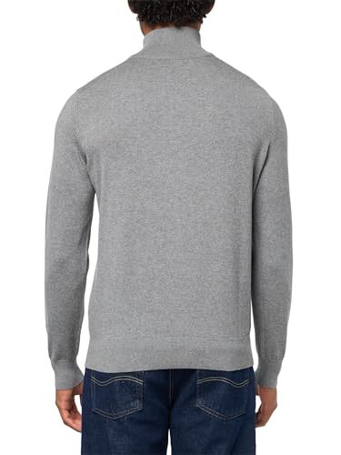 BOSS, Square Logo Cotton Blend Quarter Zip Sweater, Snowflake Grey, L