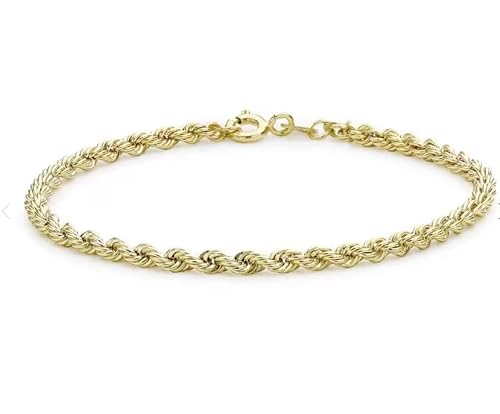 SHOP WGS 3.5MM 14K Solid Gold Rope Bracelet for Women & Men