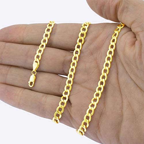Nuragold 10k Real Yellow Gold Cuban Curb Link 6.5mm Chain Necklace, 16"-30" - 24"
