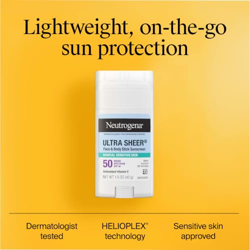 Neutrogena Ultra Sheer Mineral Sunscreen Stick SPF 50, 1.5 oz