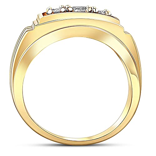 P3 POMPEII3 Pompeii Mens Gold 3/4ct Three Stone Diamond Anniversary Ring 14K Yellow Gold - Size 11.5