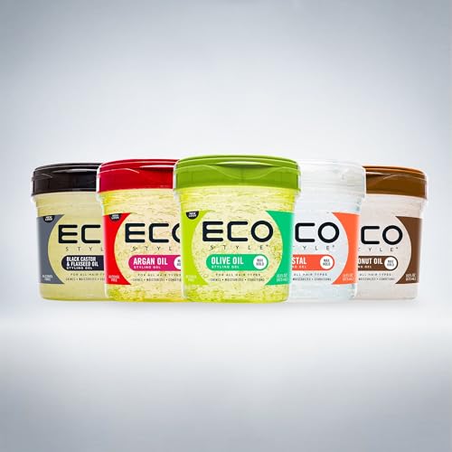 Eco Style Black Castor and Flaxseed Oil Styling Gel - Helps Nourish and Repair Damaged Hair - Promotes Healthy Scalp - Provides Superior and Weightless Hold - Delivers Long Lasting Shine - 8 oz