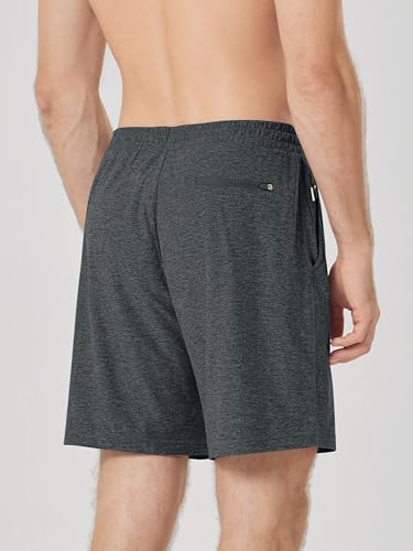 ODODOS Men's Performance Shorts 7" – Ultra Soft odSTRATUM Tech Everyday Shorts with Adjustable Waist and Secure Pockets, Charcoal Heather, Medium