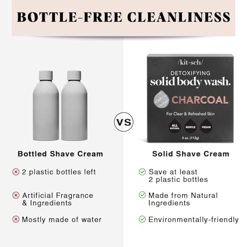 Kitsch Charcoal Soap Body Wash Bar for Cleansing – Made in USA, 4 oz