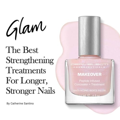 Dermelect Makeover Ridge Filler - Award-Winning Nail Treatment, Strengthens, Moisturizes, Conceals Imperfections, Keratin & Peptide Enriched, For Healthy, Smooth Nails 0.4 oz