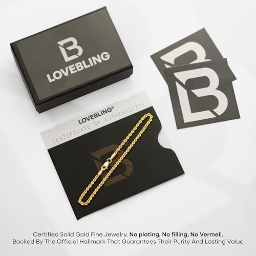 LoveBling 10K Italy Standard Fine Solid Gold Quint Rope Bracelet Width: 2.1 mm (7, Inches)